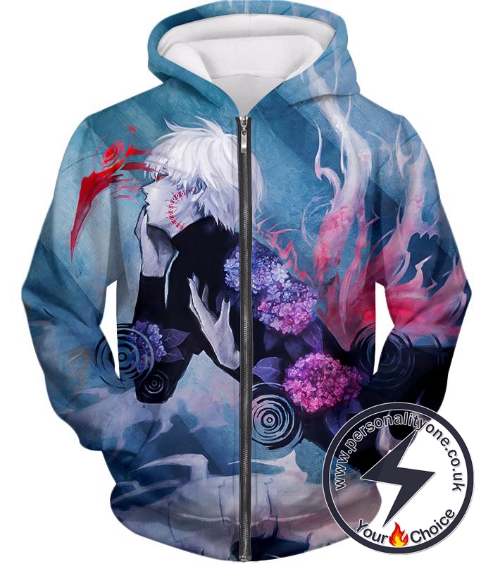 Tokyo Ghoul Cool Anime Graphic Promo Ken Kaneki Awesome Printed Zip Up Hoodie